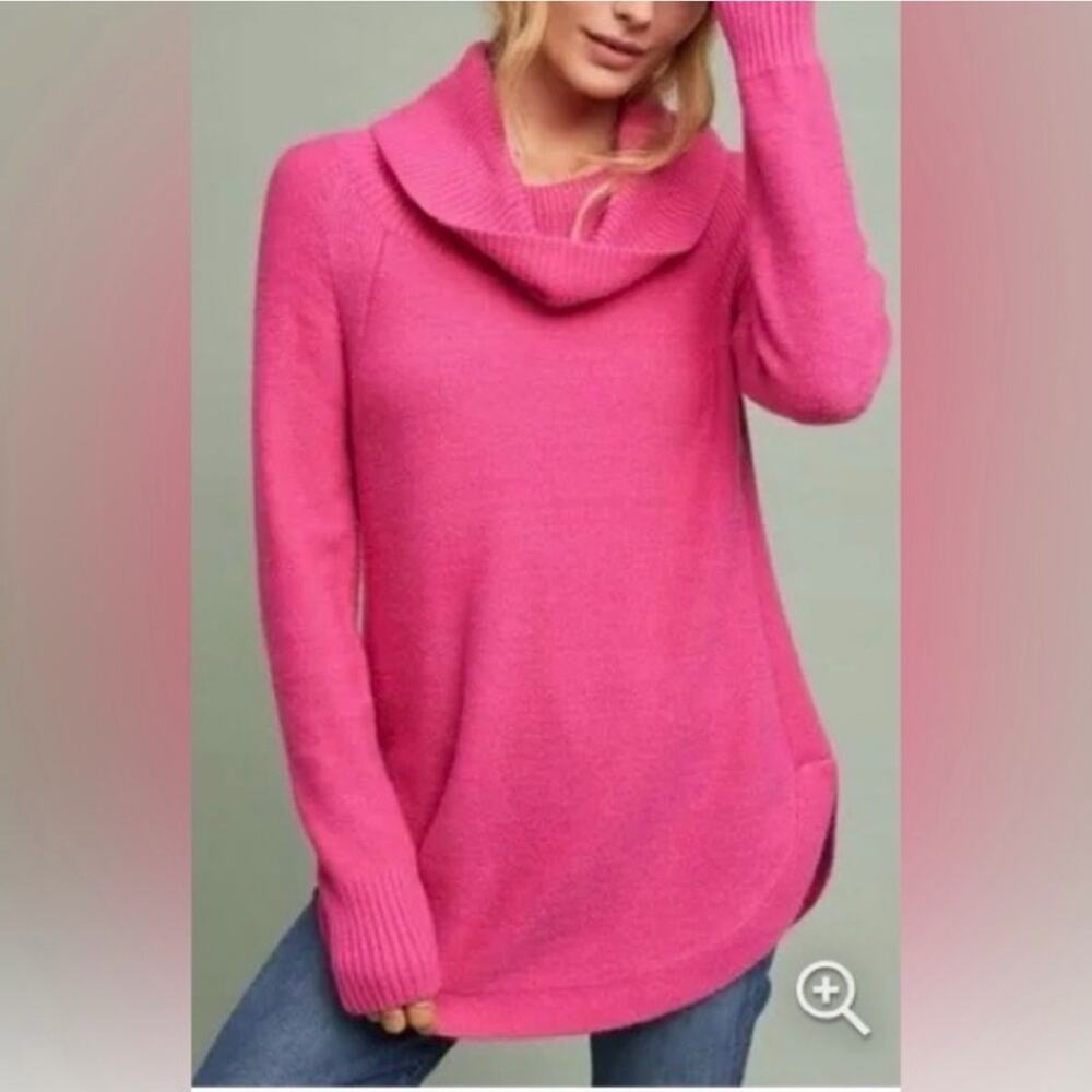 Anthropologie Moth Bright Pink Cowl Neck Sweater Size Small